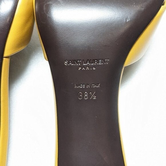 YSL Bianca Leather Block Heel Mules Sandals - Picture 10 of 12